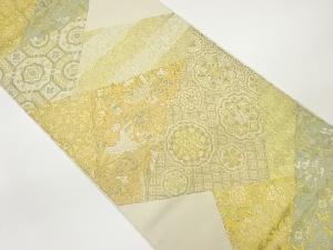 切り嵌め風華紋に孔雀・花唐草模様織出し袋帯